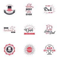 9 nero e rosa impostato di vettore contento padri giorno tipografia Vintage ▾ icone lettering per saluto carte banner maglietta design padri giorno modificabile vettore design elementi