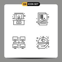 impostato di 4 moderno ui icone simboli segni per conferenza lan analisi i soldi Rete modificabile vettore design elementi