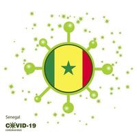 Senegal coronavius bandiera consapevolezza sfondo restare casa restare salutare prendere cura di il tuo proprio Salute pregare per nazione vettore