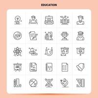 schema 25 formazione scolastica icona impostato vettore linea stile design nero icone impostato lineare pittogramma imballare ragnatela e mobile attività commerciale idee design vettore illustrazione