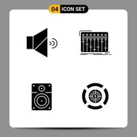 4 nero icona imballare glifo simboli segni per di risposta disegni su bianca sfondo 4 icone impostato vettore