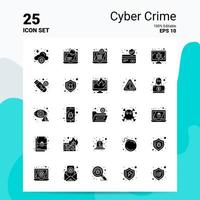 25 informatica crimine icona impostato 100 modificabile eps 10 File attività commerciale logo concetto idee solido glifo icona design vettore
