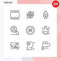 impostato di 9 moderno ui icone simboli segni per frutta utente testa tiro ricerca contento modificabile vettore design elementi