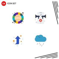 imballare di 4 creativo piatto icone di colore giusto su colore ruota video pioggia modificabile vettore design elementi