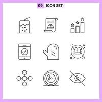 9 icone nel linea stile schema simboli su bianca sfondo creativo vettore segni per ragnatela mobile e Stampa