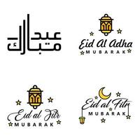 contento eid mubarak selamat hari raya idul Fitri eid alfitr vettore imballare di 4 illustrazione migliore per saluto carte manifesto e banner