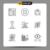 9 creativo icone moderno segni e simboli di punto di riferimento costruzione direzione edificio osso modificabile vettore design elementi