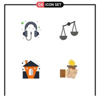 4 creativo icone moderno segni e simboli di Audio Halloween cuffie bilancia Casa modificabile vettore design elementi