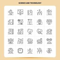 schema 25 scienza e tecnologia icona impostato vettore linea stile design nero icone impostato lineare pittogramma imballare ragnatela e mobile attività commerciale idee design vettore illustrazione