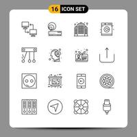 azione vettore icona imballare di 16 linea segni e simboli per spazio movimento Rete lavaggio lavanderia modificabile vettore design elementi