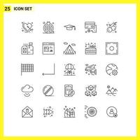 25 creativo icone moderno segni e simboli di cibo finanza Melograno credito attività commerciale modificabile vettore design elementi