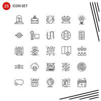 collezione di 25 vettore icone nel linea stile pixel Perfetto schema simboli per ragnatela e mobile linea icona segni su bianca sfondo 25 icone