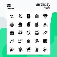 25 compleanno icona impostato 100 modificabile eps 10 File attività commerciale logo concetto idee solido glifo icona design