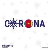 camerun coronavirus tipografia covid19 nazione bandiera restare casa restare salutare prendere cura di il tuo proprio Salute vettore