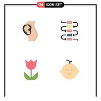 gruppo di 4 moderno piatto icone impostato per gravidanza fiore ostetricia Nota foto modificabile vettore design elementi
