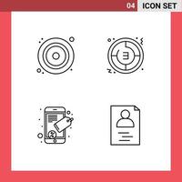 azione vettore icona imballare di 4 linea segni e simboli per CD Collegare video tempo SEO etichetta modificabile vettore design elementi