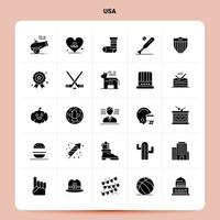 solido 25 Stati Uniti d'America icona impostato vettore glifo stile design nero icone impostato ragnatela e mobile attività commerciale idee design vettore illustrazione