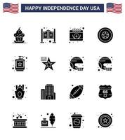 16 creativo Stati Uniti d'America icone moderno indipendenza segni e 4 ° luglio simboli di alcolizzato indipendenza giorno occidentale indipendenza giorno modificabile Stati Uniti d'America giorno vettore design elementi