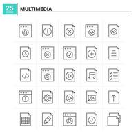 25 multimedia icona impostato vettore sfondo