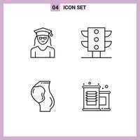 azione vettore icona imballare di 4 linea segni e simboli per berretto bambino donna traffico feto modificabile vettore design elementi