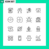 mobile interfaccia schema impostato di 16 pittogrammi di valutare nube copertura energia elettricità modificabile vettore design elementi