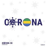 Gabon coronavirus tipografia covid19 nazione bandiera restare casa restare salutare prendere cura di il tuo proprio Salute vettore