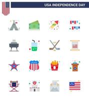 16 creativo Stati Uniti d'America icone moderno indipendenza segni e 4 ° luglio simboli di barbeque decorazione celebrazione zigoli americano giorno modificabile Stati Uniti d'America giorno vettore design elementi