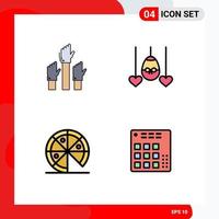 azione vettore icona imballare di 4 linea segni e simboli per aspirazione cibo dipendente cuore Pizza modificabile vettore design elementi