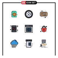 impostato di 9 moderno ui icone simboli segni per serratura cursore passatempo interfaccia film modificabile vettore design elementi