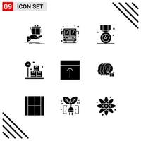 9 universale solido glifo segni simboli di griglia peso premio pacchetto medaglia modificabile vettore design elementi