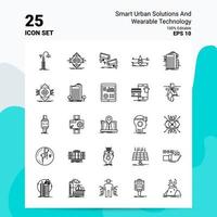 25 inteligente urbano soluzioni e indossabile tecnologia icona impostato 100 modificabile eps 10 File attività commerciale logo concetto idee linea icona design vettore