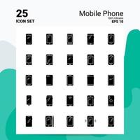 25 mobile Telefono icona impostato 100 modificabile eps 10 File attività commerciale logo concetto idee solido glifo icona design vettore