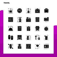 25 viaggio icona impostato solido glifo icona vettore illustrazione modello per ragnatela e mobile idee per attività commerciale azienda