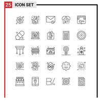 universale icona simboli gruppo di 25 moderno Linee di chiave festa Busta notte spam modificabile vettore design elementi
