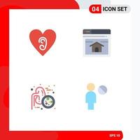 4 piatto icona concetto per siti web mobile e applicazioni orecchio ureteri SEO casa pagina utente modificabile vettore design elementi