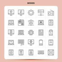 schema 25 dispositivi icona impostato vettore linea stile design nero icone impostato lineare pittogramma imballare ragnatela e mobile attività commerciale idee design vettore illustrazione