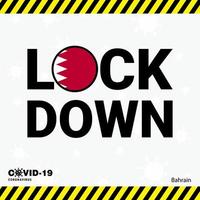 coronavirus bahrain serratura giù tipografia con nazione bandiera coronavirus pandemia serratura giù design vettore