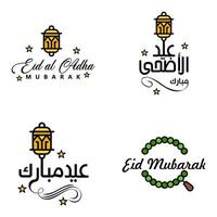 eid mubarak manoscritto lettering vettore imballare di 4 calligrafia con stelle isolato su bianca sfondo per il tuo design