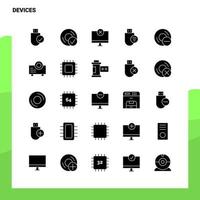 25 dispositivi icona impostato solido glifo icona vettore illustrazione modello per ragnatela e mobile idee per attività commerciale azienda