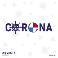 Panama coronavirus tipografia covid19 nazione bandiera restare casa restare salutare prendere cura di il tuo proprio Salute vettore