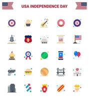 25 creativo Stati Uniti d'America icone moderno indipendenza segni e 4 ° luglio simboli di launcher stella musica polizia cibo modificabile Stati Uniti d'America giorno vettore design elementi