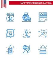 9 Stati Uniti d'America blu segni indipendenza giorno celebrazione simboli di hokey americano giorno cartello sicurezza modificabile Stati Uniti d'America giorno vettore design elementi