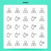 schema 25 umano icona impostato vettore linea stile design nero icone impostato lineare pittogramma imballare ragnatela e mobile attività commerciale idee design vettore illustrazione