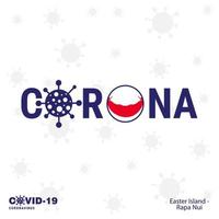 Pasqua isola rapa nui coronavirus tipografia covid19 nazione bandiera restare casa restare salutare prendere cura di il tuo proprio Salute vettore