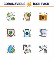 9 pieno linea piatto colore virale virus corona icona imballare come come pillole malattia virus batteri medicina virale coronavirus 2019 nov malattia vettore design elementi