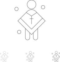 cristiano Chiesa maschio uomo predicatore grassetto e magro nero linea icona impostato vettore
