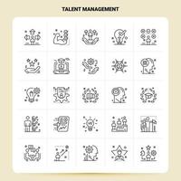 schema 25 talento gestione icona impostato vettore linea stile design nero icone impostato lineare pittogramma imballare ragnatela e mobile attività commerciale idee design vettore illustrazione