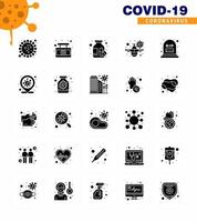 25 solido glifo coronavirus covid19 icona imballare come come contare avvertimento cartello vacanza aereo virale coronavirus 2019 nov malattia vettore design elementi