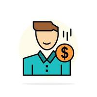 costo tassa maschio i soldi pagamento stipendio utente astratto cerchio sfondo piatto colore icona vettore