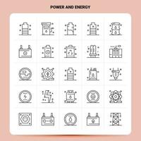 schema 25 energia e energia icona impostato vettore linea stile design nero icone impostato lineare pittogramma imballare ragnatela e mobile attività commerciale idee design vettore illustrazione